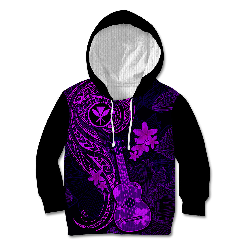 Hawaii Kid Hoodie Ukulele Mix Polynesian Plumeria Purple Version LT14 Purple - Polynesian Pride
