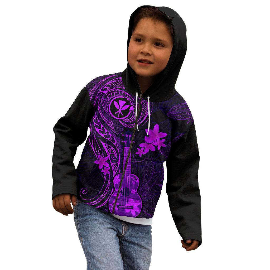 Hawaii Kid Hoodie Ukulele Mix Polynesian Plumeria Purple Version LT14 - Polynesian Pride