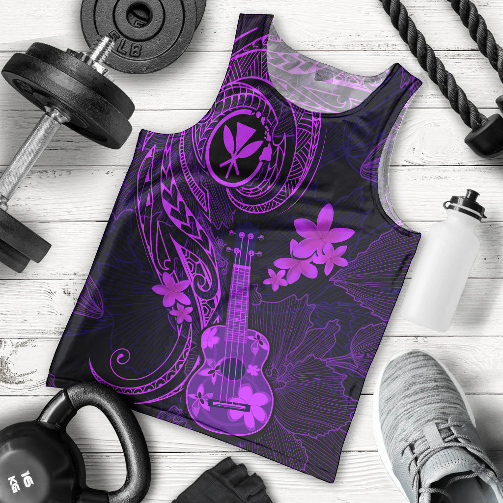 Hawaii Men Tank Top Ukulele Mix Polynesian Plumeria Purple Version LT14 Purple - Polynesian Pride