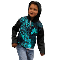 Hawaii Kid Hoodie Ukulele Mix Polynesian Plumeria Turquoise Version LT14 - Polynesian Pride
