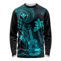 Hawaii Long Sleeve Shirt Ukulele Mix Polynesian Plumeria Turquoise Version LT14 Unisex Turquoise - Polynesian Pride