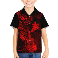 Hawaii Kid Hawaiian Shirt Ukulele Mix Polynesian Plumeria Red Version LT14 - Polynesian Pride