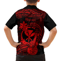 Hawaii Kid Hawaiian Shirt Ukulele Mix Polynesian Plumeria Red Version LT14 - Polynesian Pride