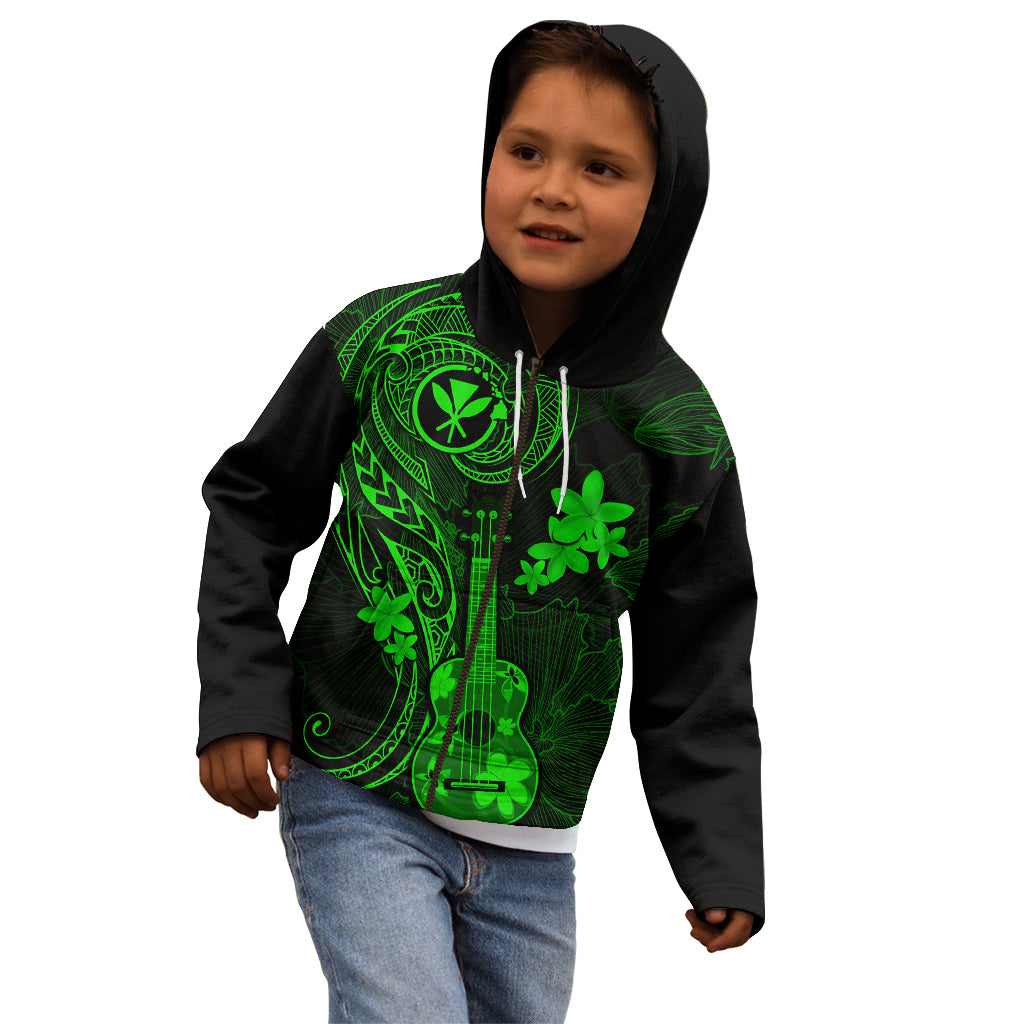Hawaii Kid Hoodie Ukulele Mix Polynesian Plumeria Green Version LT14 - Polynesian Pride