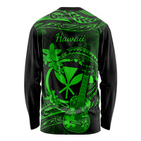 Hawaii Long Sleeve Shirt Ukulele Mix Polynesian Plumeria Green Version LT14 - Polynesian Pride