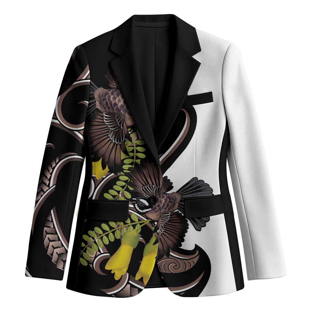 New Zealand Valentines Day Blazer Piwakawaka Lovers Maori Koru Tattoo LT14 Unisex Black - Polynesian Pride