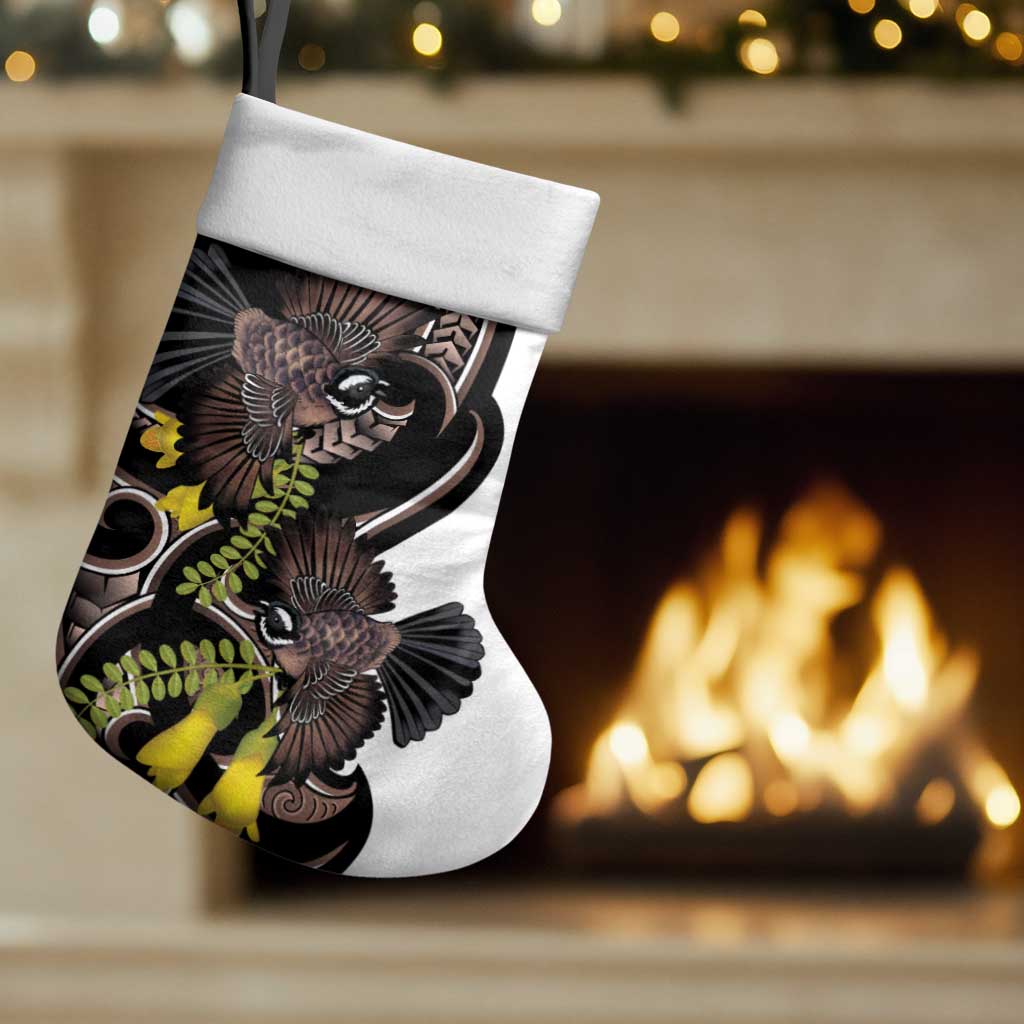 New Zealand Valentines Day Christmas Stocking Piwakawaka Lovers Maori Koru Tattoo LT14 Set of 2 Black - Polynesian Pride