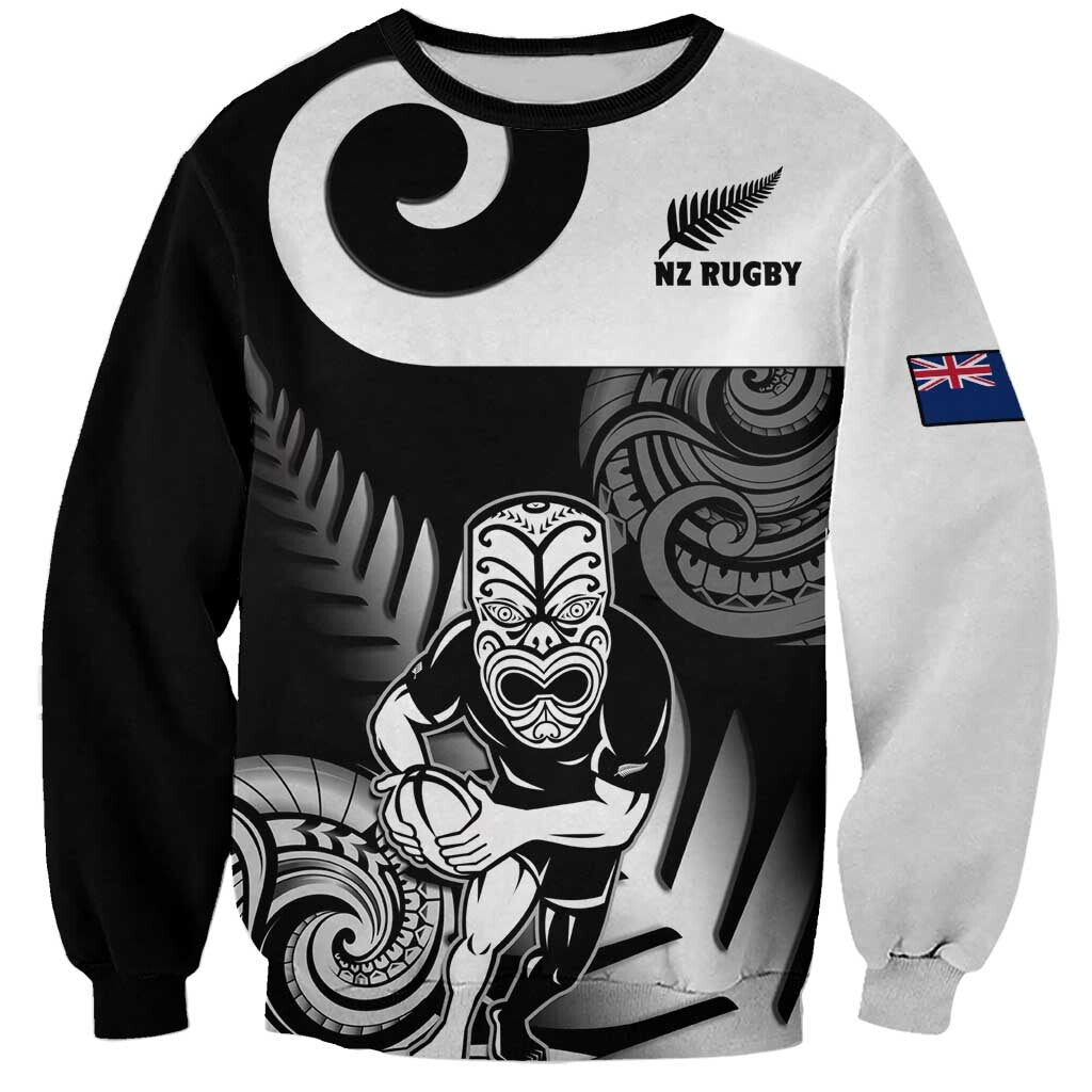 New Zealand Silver Fern Rugby Sweatshirt Go Champions NZ All Black Maori Koru LT14 Unisex Black - Polynesian Pride