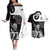 Custom New Zealand Silver Fern Rugby Couples Matching Off The Shoulder Long Sleeve Dress and Hawaiian Shirt Go Champions NZ All Black Maori Koru LT14 Black - Polynesian Pride