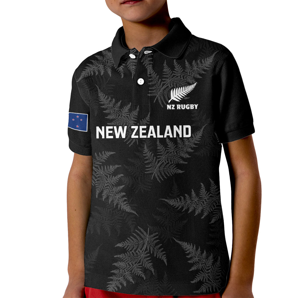 New Zealand Silver Fern Rugby Kid Polo Shirt 2023 Go Aotearoa Champions World Cup LT14 Kid Black - Polynesian Pride