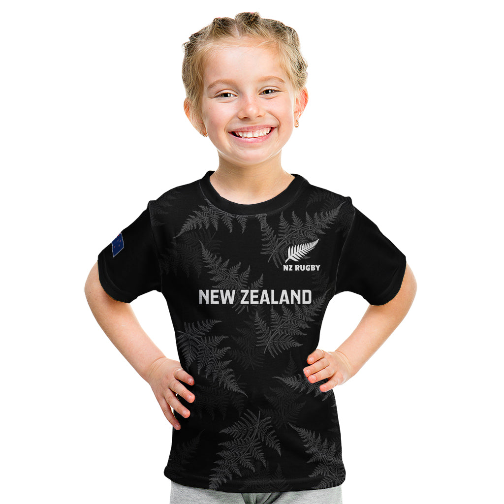 New Zealand Silver Fern Rugby Kid T Shirt 2023 Go Aotearoa Champions World Cup LT14 Black - Polynesian Pride