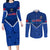 Samoa Rugby Couples Matching Long Sleeve Bodycon Dress and Long Sleeve Button Shirts 2023 Go Manu Samoa LT14 Blue - Polynesian Pride