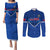 Custom Samoa Rugby Couples Matching Puletasi Dress and Long Sleeve Button Shirts 2023 Go Manu Samoa LT14 Blue - Polynesian Pride