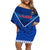 Custom Samoa Rugby Family Matching Off Shoulder Short Dress and Hawaiian Shirt 2023 Go Manu Samoa LT14 Mom's Dress Blue - Polynesian Pride