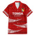 Tonga Rugby Family Matching Mermaid Dress and Hawaiian Shirt 2023 Ikale Tahi Tongan Ngatu Pattern LT14 Dad's Shirt - Short Sleeve Red - Polynesian Pride