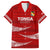 Tonga Rugby Family Matching Off Shoulder Maxi Dress and Hawaiian Shirt 2023 Ikale Tahi Tongan Ngatu Pattern LT14 Dad's Shirt - Short Sleeve Red - Polynesian Pride