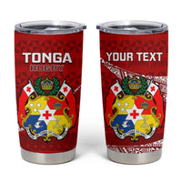 Personalised Tonga Rugby Tumbler Cup Ikale Tahi Tongan Ngatu Pattern LT14 Red - Polynesian Pride