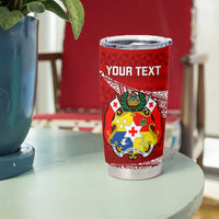 Personalised Tonga Rugby Tumbler Cup Ikale Tahi Tongan Ngatu Pattern LT14 - Polynesian Pride