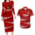 Custom Tonga Rugby Couples Matching Long Sleeve Bodycon Dress and Hawaiian Shirt 2023 Ikale Tahi Tongan Ngatu Pattern LT14 Red - Polynesian Pride