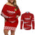 Custom Tonga Rugby Couples Matching Off Shoulder Short Dress and Long Sleeve Button Shirts 2023 Ikale Tahi Tongan Ngatu Pattern LT14 Red - Polynesian Pride