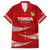 Custom Tonga Rugby Family Matching Short Sleeve Bodycon Dress and Hawaiian Shirt 2023 Ikale Tahi Tongan Ngatu Pattern LT14 Dad's Shirt - Short Sleeve Red - Polynesian Pride