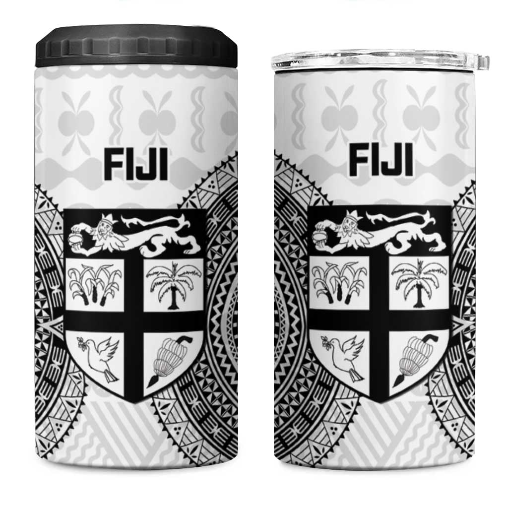 Fiji Rugby 4 in 1 Can Cooler Tumbler Go Champions World Cup Fijian Tapa Pattern