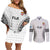 Fiji Rugby Couples Matching Off Shoulder Short Dress and Long Sleeve Button Shirts 2023 Go Champions World Cup Fijian Tapa Pattern LT14 White - Polynesian Pride