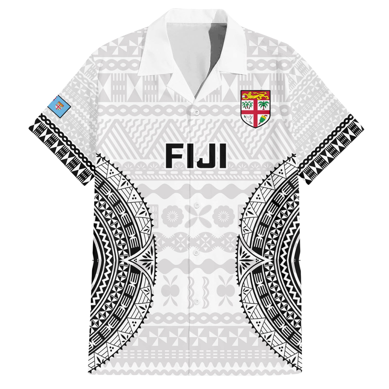 Fiji Rugby Hawaiian Shirt 2023 Go Champions World Cup Fijian Tapa Pattern LT14 White - Polynesian Pride