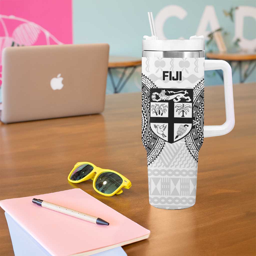 Fiji Rugby Tumbler With Handle Go Champions World Cup Fijian Tapa Pattern LT14 - Polynesian Pride