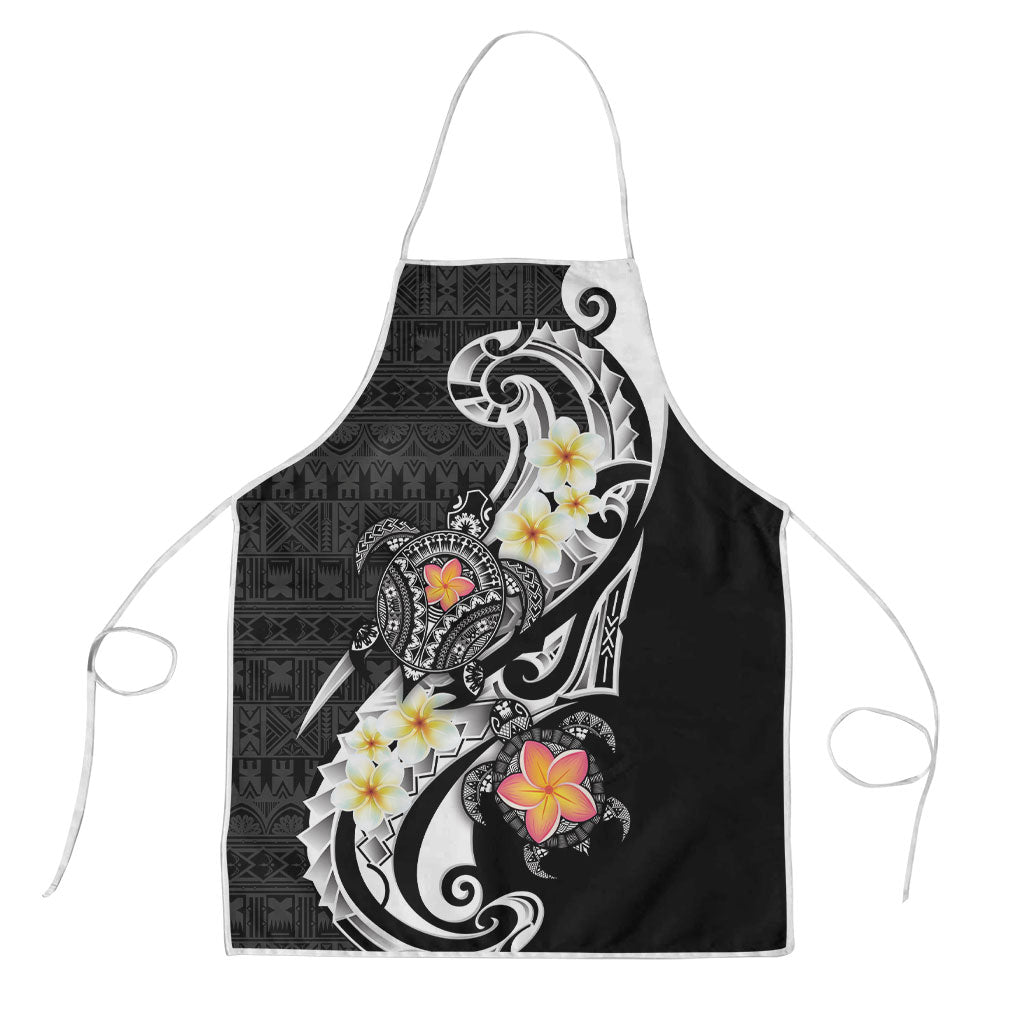 Bula Fiji Tapa Turtle Apron Plumeria Fijian Masi Vonu Black LT14 Black - Polynesian Pride
