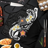 Bula Fiji Tapa Turtle Apron Plumeria Fijian Masi Vonu Black LT14 Black - Polynesian Pride