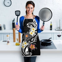 Bula Fiji Tapa Turtle Apron Plumeria Fijian Masi Vonu Black LT14 - Polynesian Pride