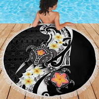 Bula Fiji Tapa Turtle Beach Blanket Plumeria Fijian Masi Vonu Black LT14 - Polynesian Pride