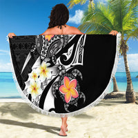 Bula Fiji Tapa Turtle Beach Blanket Plumeria Fijian Masi Vonu Black LT14 - Polynesian Pride