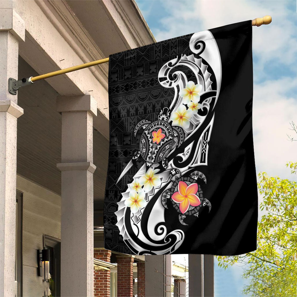 Bula Fiji Tapa Turtle Garden Flag Plumeria Fijian Masi Vonu Black LT14 House Flag Black - Polynesian Pride