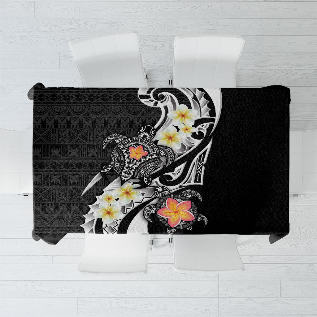Bula Fiji Tapa Turtle Tablecloth Plumeria Fijian Masi Vonu Black LT14 Black - Polynesian Pride