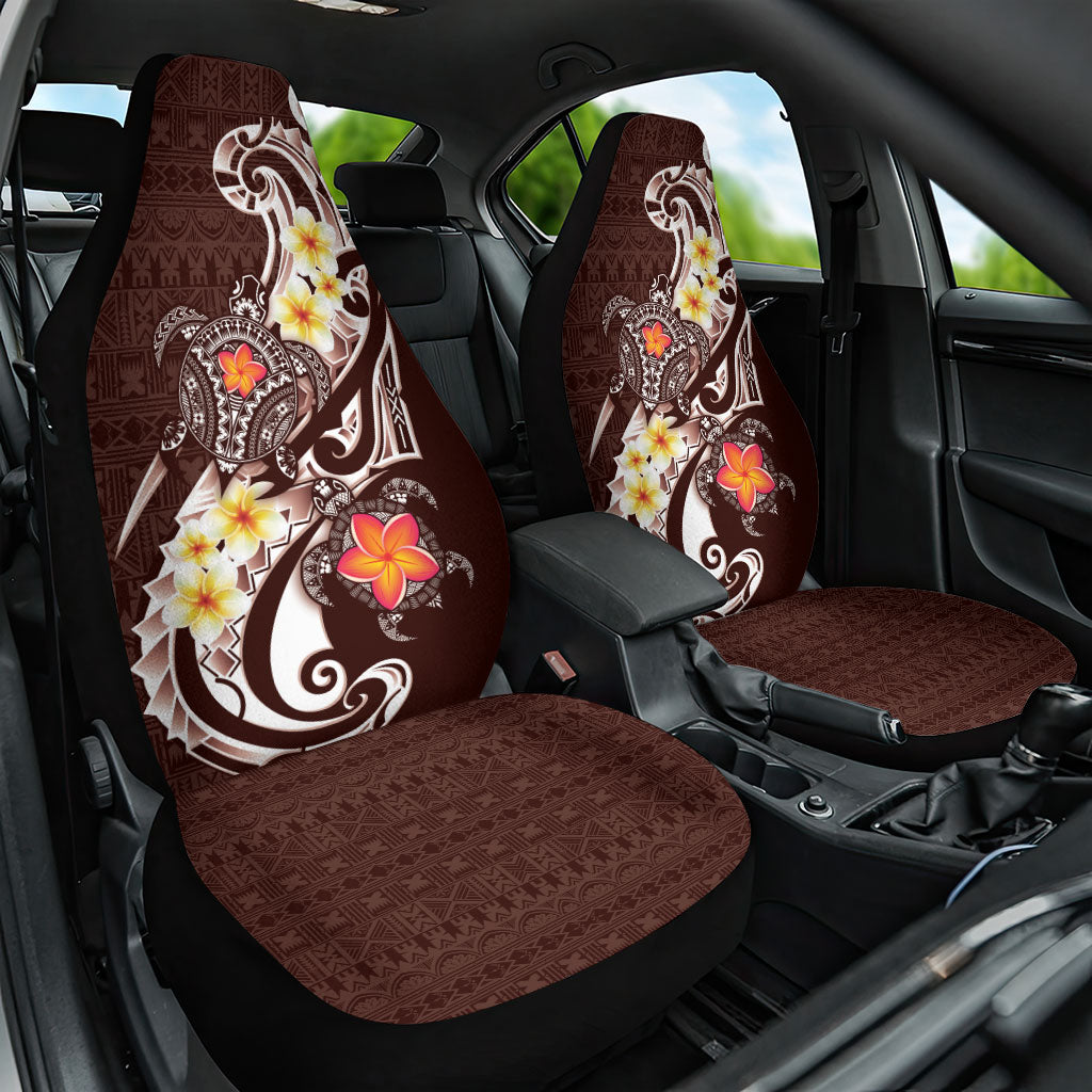 Bula Fiji Tapa Turtle Car Seat Cover Plumeria Fijian Masi Vonu Brown LT14 One Size Brown - Polynesian Pride