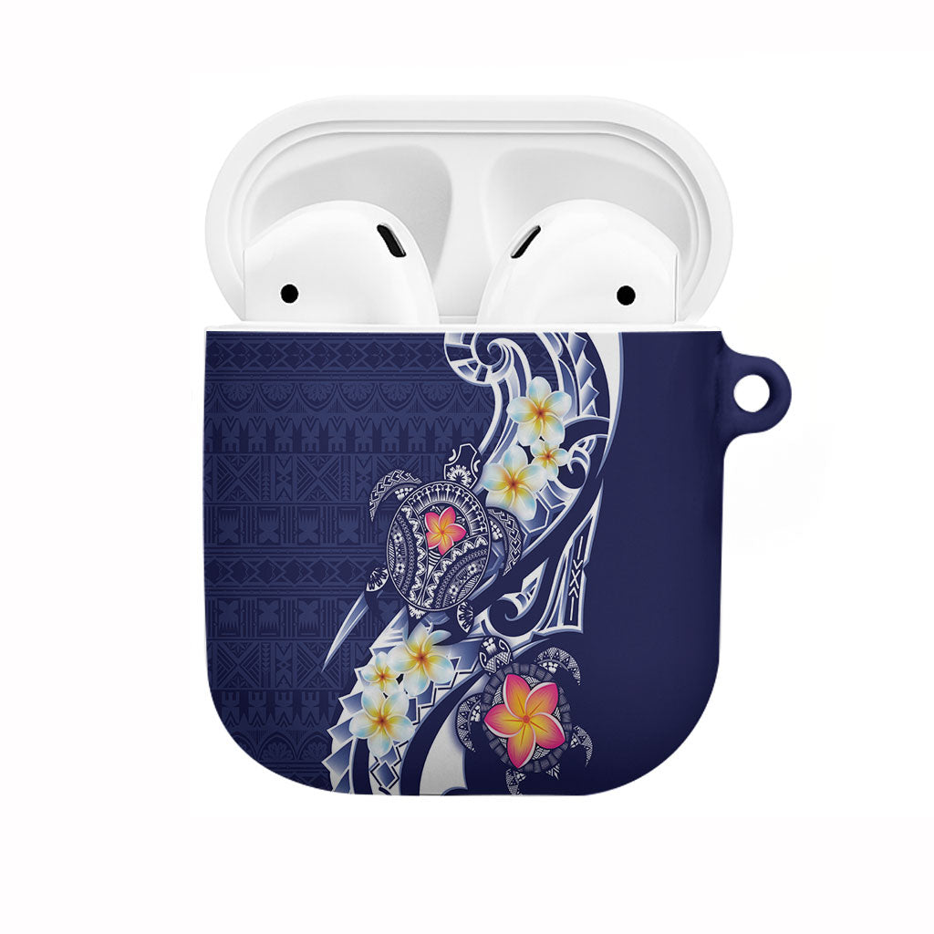 Bula Fiji Tapa Turtle AirPods Case Plumeria Fijian Masi Vonu Midnight Blue LT14 Midnight Blue - Polynesian Pride