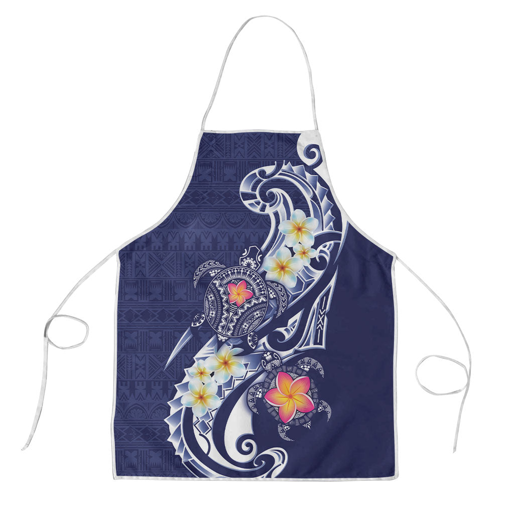 Bula Fiji Tapa Turtle Apron Plumeria Fijian Masi Vonu Midnight Blue LT14 Midnight Blue - Polynesian Pride