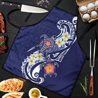 Bula Fiji Tapa Turtle Apron Plumeria Fijian Masi Vonu Midnight Blue LT14 Midnight Blue - Polynesian Pride
