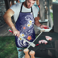 Bula Fiji Tapa Turtle Apron Plumeria Fijian Masi Vonu Midnight Blue LT14 - Polynesian Pride