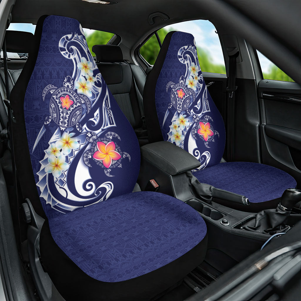 Bula Fiji Tapa Turtle Car Seat Cover Plumeria Fijian Masi Vonu Midnight Blue LT14 One Size Midnight Blue - Polynesian Pride