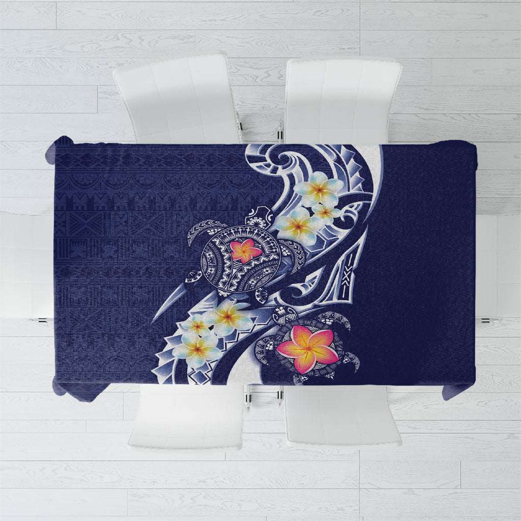 Bula Fiji Tapa Turtle Tablecloth Plumeria Fijian Masi Vonu Midnight Blue LT14 Midnight Blue - Polynesian Pride