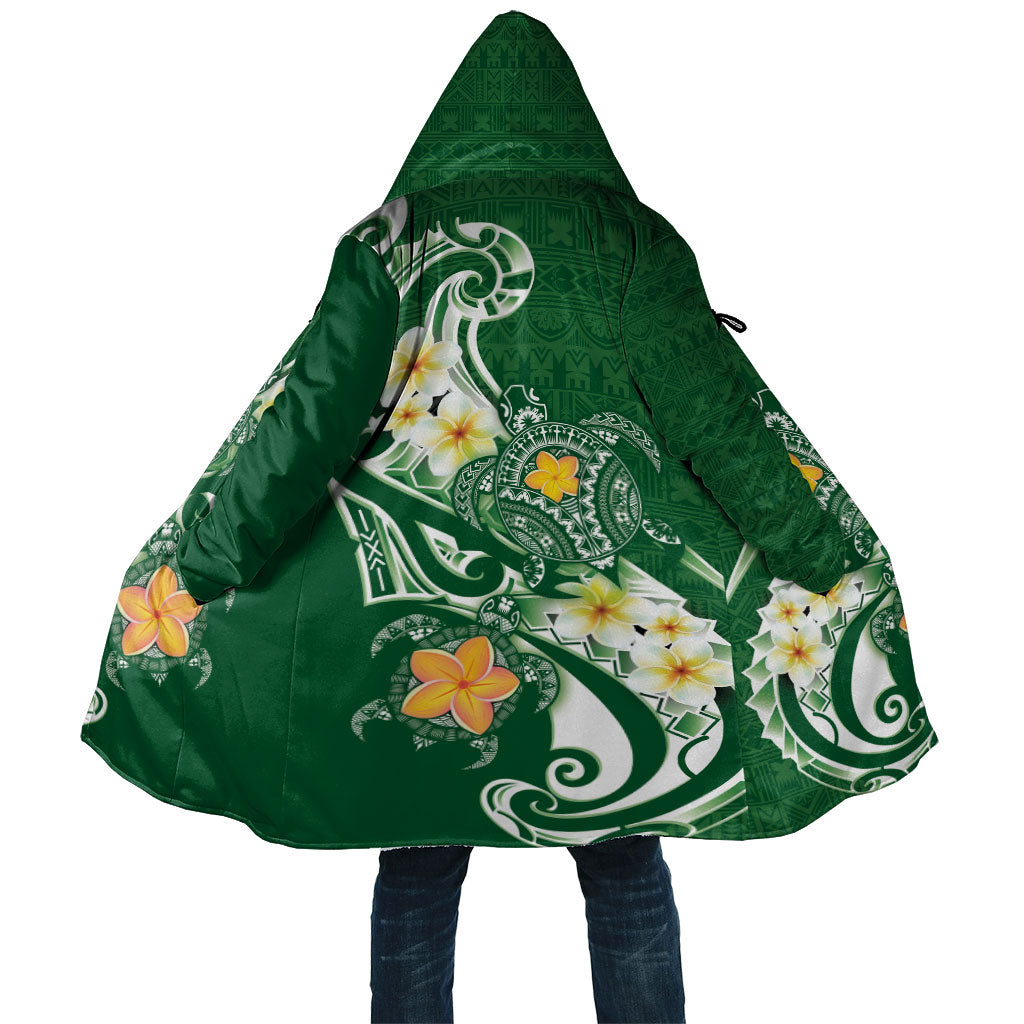 Bula Fiji Tapa Turtle Cloak Plumeria Fijian Masi Vonu Green LT14 Unisex Green - Polynesian Pride