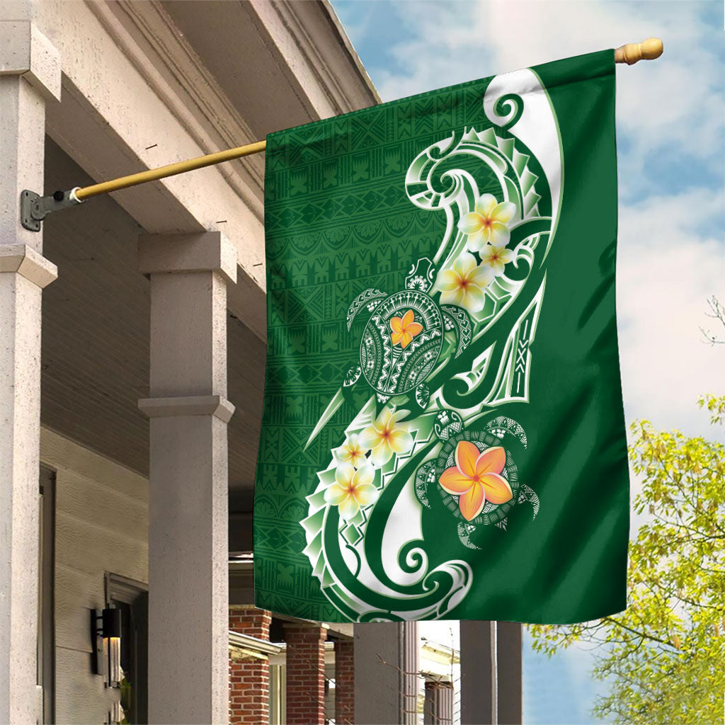 Bula Fiji Tapa Turtle Garden Flag Plumeria Fijian Masi Vonu Green LT14 House Flag Green - Polynesian Pride