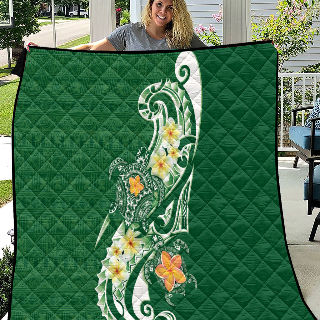 Bula Fiji Tapa Turtle Quilt Plumeria Fijian Masi Vonu Green LT14 Green - Polynesian Pride