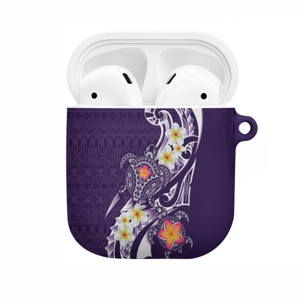 Bula Fiji Tapa Turtle AirPods Case Plumeria Fijian Masi Vonu Purple LT14 Purple - Polynesian Pride