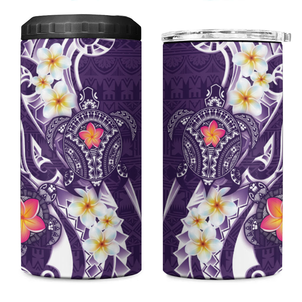 Bula Fiji Tapa Turtle 4 in 1 Can Cooler Tumbler Plumeria Fijian Masi Vonu Purple LT14 One Size: 16 oz Purple - Polynesian Pride