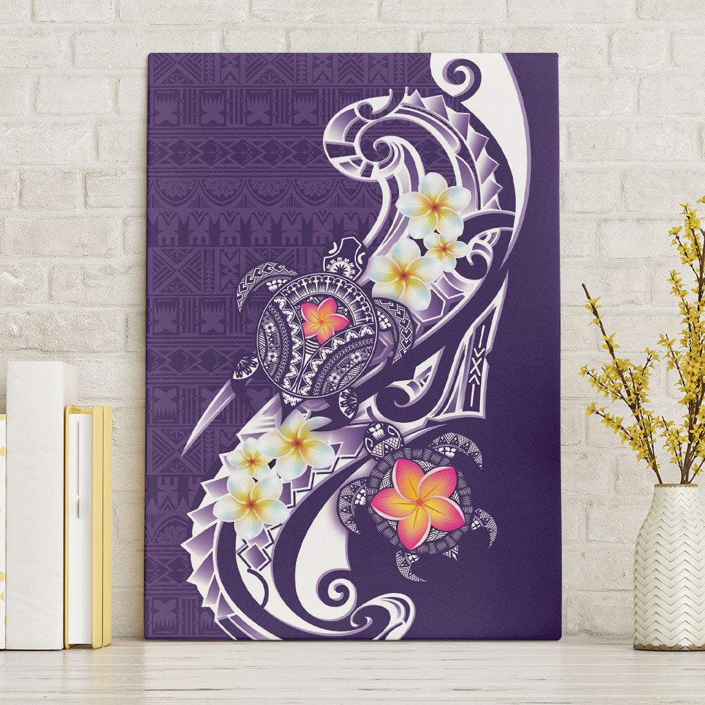 Bula Fiji Tapa Turtle Canvas Wall Art Plumeria Fijian Masi Vonu Purple LT14 Without Frame Purple - Polynesian Pride