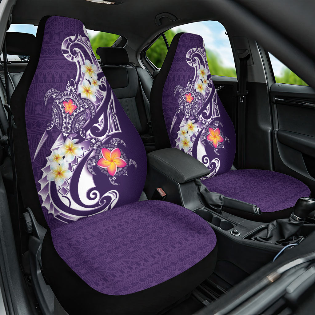 Bula Fiji Tapa Turtle Car Seat Cover Plumeria Fijian Masi Vonu Purple LT14 One Size Purple - Polynesian Pride